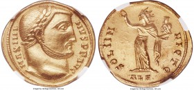 Maximinus II, as Augustus (AD 310-313). AV aureus (20mm, 5.26 gm, 11h). NGC Choice AU 5/5 - 4/5. Alexandria, AD 311-313. MAXIMI-NVS P F AVG, laureate ...