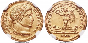 Constantine I the Great (AD 307-337). AV solidus (19mm, 4.43 gm, 7h). NGC AU 5/5 - 3/5, edge marks. Trier, AD 313-315. CONSTANTI-NVS P F AVG, laureate...