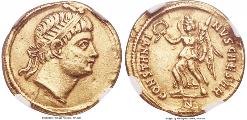 Constantine II, as Caesar (AD 337-340). AV solidus (20mm, 4.55 gm, 6h). NGC Choi...