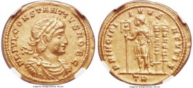 Constantius II, as Caesar (AD 337-361). AV solidus (21mm, 4.42 gm, 6h). NGC XF 4/5 - 4/5. Trier, AD 335-336. FL IVL CONSTANTIVS NOB C, laureate, drape...