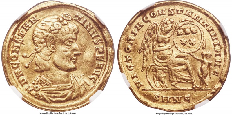 Constantine II, as Augustus (AD 337-340). AV solidus (21mm, 4.35 gm, 5h). NGC VF...