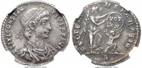 Constantius II, as Augustus (AD 337-361). AR siliqua (20mm, 2.53 gm, 7h). NGC XF 5/5 - 3/5. Rome, AD 347. FL IVL CONSTAN-TIVS P F AVG, pearl-diademed,...