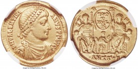 Valentinian I (AD 364-375). AV solidus (21mm, 4.28 gm, 11h). NGC VF 5/5 - 3/5, graffiti. Quinquennalia issue. Antioch, 3rd officina, early AD 369. D N...