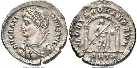 Gratian (AD 367-383). AR miliarensis (22mm, 4.14 gm, 10h). NGC (photo-certificate) MS 4/5 - 3/5. Antioch, AD 367-375. D N GRATI-ANVS AVG, pearl-diadem...