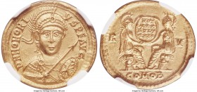 Honorius, Western Roman Empire (AD 393-423). AV solidus (22mm, 4.43 gm, 1h). NGC Choice AU S 5/5 - 4/5. Ravenna, AD 422. D N HONORI-VS P F AVG, pearl-...