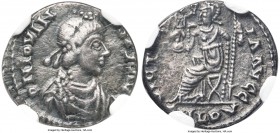 Jovinus, Western Roman Empire (usurper, AD 411-413). AR siliqua (15mm, 1.56 gm, 7h). NGC Choice VF 4/5 - 3/5. Lugdunum (Lyon) mint. D N IOVIN-VS P F A...