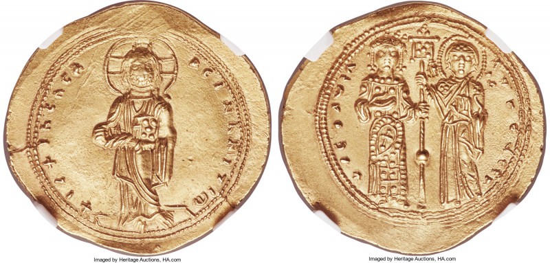 Theodora, Sole Reign (AD 1055-1056). AV histamenon nomisma (25mm, 4.39 gm, 6h). ...