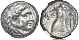 SICULO-PUNIC. Entella. Ca. 300-289 BC. AR tetradrachm (23mm, 17.41 gm, 3h). NGC Choice XF 5/5 - 4/5. Quaestors Issue. Head of young Heracles right, we...