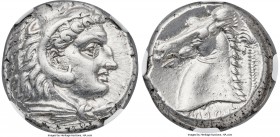 SICILY. Siculo-Punic. Ca. 300-289 BC. AR tetradrachm (23mm, 17.12 gm, 2h). NGC Choice XF 5/5 - 4/5. Quaestors issue. Head of young Heracles right, wea...