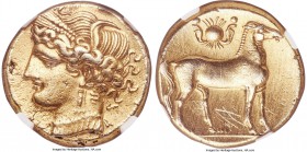 ZEUGITANA. Carthage. Ca. 264-241 BC. Time of First Punic War. EL trihemishekel (23mm, 10.79 gm, 11h).NGC Choice XF 5/5 - 2/5, scratches, edge marks. H...