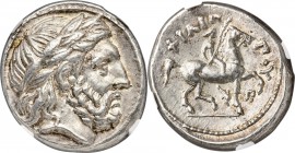 MACEDONIAN KINGDOM. Philip II (359-336 BC). AR tetradrachm (25mm, 14.35 gm, 8h). NGC Choice AU S 5/5 - 5/5. Posthumous issue of Amphipolis, 323-315 BC...