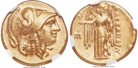 MACEDONIAN KINGDOM. Alexander III the Great (336-323 BC). AV stater (19mm, 8.59 gm, 5h). NGC AU 5/5 - 5/5. Lifetime or early posthumous issue of 'Amph...