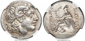THRACIAN KINGDOM. Lysimachus (305-281 BC). AR tetradrachm (30mm, 17.22 gm, 1h). NGC Choice AU 5/5 - 3/5, Fine Style. Lampsacus, 297/6-282/1 BC. Diadem...