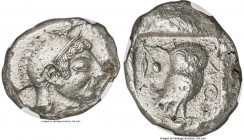 ATTICA. Athens. Ca. 500-480 BC. AR tetradrachm (24mm, 17.43 gm, 10h). NGC AU 4/5 - 2/5. Head of Athena right, wearing crested Attic helmet with bowl u...