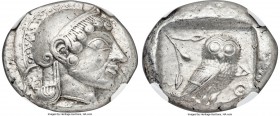 ATTICA. Athens. Ca. 500-480 BC. AR tetradrachm (24mm, 17.49 gm, 6h). NGC Choice XF S 4/5 - 4/5. Head of Athena right, wearing crested Attic helmet wit...