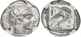 ATTICA. Athens. Ca. 455-440 BC. AR tetradrachm (26mm, 17.14 gm, 12h). NGC AU 5/5 - 4/5. Early transitional issue. Head of Athena right, wearing creste...