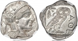 ATTICA. Athens. Ca. 440-404 BC. AR tetradrachm (23mm, 17.23 gm, 7h). NGC Choice MS 5/5 - 5/5. Mid-mass coinage issue. Head of Athena right, wearing cr...