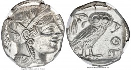 ATTICA. Athens. Ca. 440-404 BC. AR tetradrachm (23mm, 17.23 gm, 7h). NGC MS 5/5 - 5/5.  Mid-mass coinage issue. Head of Athena right, wearing crested ...
