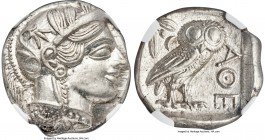 ATTICA. Athens. Ca. 440-404 BC. AR tetradrachm (23mm, 17.19 gm, 3h). NGC MS 5/5 - 5/5. Mid-mass coinage issue. Head of Athena right, wearing crested A...