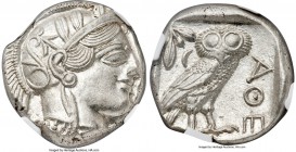 ATTICA. Athens. Ca. 440-404 BC. AR tetradrachm (24mm, 17.20 gm, 7h). NGC MS 5/5 - 5/5. Mid-mass coinage issue. Head of Athena right, wearing crested A...