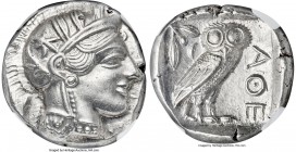 ATTICA. Athens. Ca. 440-404 BC. AR tetradrachm (24mm, 17.20 gm, 9h). NGC MS 5/5 - 4/5. Mid-mass coinage issue. Head of Athena right, wearing crested A...