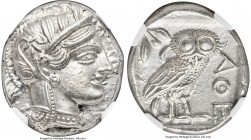 ATTICA. Athens. Ca. 440-404 BC. AR tetradrachm (24mm, 17.18 gm, 1h). NGC MS 5/5 - 4/5. Mid-mass coinage issue. Head of Athena right, wearing crested A...