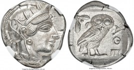 ATTICA. Athens. Ca. 440-404 BC. AR tetradrachm (24mm, 17.21 gm, 7h). NGC MS 5/5 - 4/5. Mid-mass coinage issue. Head of Athena right, wearing crested A...