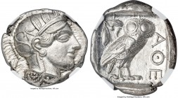 ATTICA. Athens. Ca. 440-404 BC. AR tetradrachm (25mm, 17.20 gm, 9h). NGC MS 5/5 - 4/5. Mid-mass coinage issue. Head of Athena right, wearing crested A...