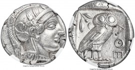 ATTICA. Athens. Ca. 440-404 BC. AR tetradrachm (25mm, 17.21 gm, 10h). NGC Choice AU S 5/5 - 5/5. Mid-mass coinage issue. Head of Athena right, wearing...