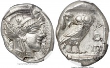 ATTICA. Athens. Ca. 440-404 BC. AR tetradrachm (23mm, 17.19 gm, 7h). NGC Choice AU S 5/5 - 5/5. Mid-mass coinage issue. Head of Athena right, wearing ...