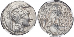ATTICA. Athens. Ca. 165-42 BC. AR tetradrachm (30mm, 16.76 gm, 11h). NGC XF 5/5 - 3/5. New Style coinage. 160/59 BC (dated by Sundwall), Lysan- and Gl...