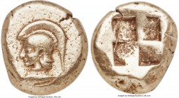 MYSIA. Cyzicus. Ca. 550-500 BC. EL stater (19mm, 16.07 gm). NGC Choice VF 4/5 - 4/5. Head of Athena left, wearing crested Attic helmet, base of crest ...