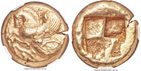 MYSIA. Lampsacus. Ca. 500-450 BC. EL stater (19mm, 15.25 gm). NGC Choice VF 4/5 - 5/5. Forepart of Pegasus left, bridled, with birdlike tail at trunca...