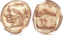IONIA. Phocaea. Ca. 521-478 BC. EL sixth stater or hecte (10mm, 2.57 gm). NGC AU 4/5 - 5/5. Head of Athena left, wearing Corinthian helmet pushed back...
