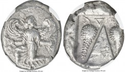 CARIA. Caunus. Ca. 450-390 BC. AR stater (23mm, 11.59 gm, 11h). NGC Choice XF 4/5 - 3/5. Ca. 430-410 BC. Winged female goddess moving left, head turne...