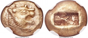 LYDIAN KINGDOM. Alyattes or Walwet (ca. 610-561 BC). EL third stater or trite (13mm, 4.71 gm). NGC XF 5/5 - 3/5. Uninscribed issue, Lydo-Milesian stan...