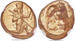 ACHAEMENID PERSIA. Time of Darius I-Xerxes II (ca. 485-420 BC). AV daric (18mm, 8.29 gm). NGC MS 4/5 - 5/5. Lydo-Milesian standard. Sardes mint. Persi...