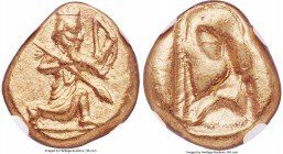 ACHAEMENID PERSIA. Time of Xerxes II-Artaxerxes II (ca. 420-375 BC). AV daric (15mm, 8.34 gm). NGC Choice AU S 5/5 - 5/5. Lydo-Milesian standard. Sard...