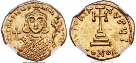 Philippicus (Bardanes) (AD 711-713). AV solidus (21mm, 4.42 gm, 6h). NGC MS s 5/5 - 4/5, edge mark. Constantinople, 10th officina. ∂N FILЄPICЧS-MЧL-TЧ...