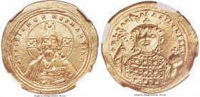 Michael IV the Paphlagonian (AD 1034-1041). AV histamenon nomisma (25mm, 4.42 gm, 7h). NGC Choice AU 5/5 - 5/5. Constantinople. + IhS XIS RЄX RЄςNANTI...