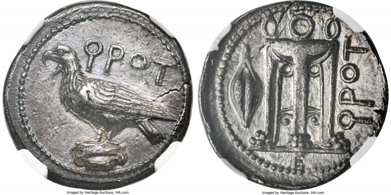 BRUTTIUM. Croton. Ca. 425-350 BC. AR stater (22mm, 7.76 gm, 9h). NGC Choice XF 5...