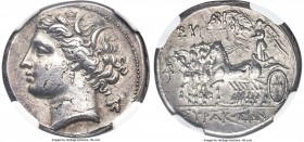 SICILY. Syracuse, Fifth Republic (214-212 BC). AR 8 litrai (22mm, 6.78 gm, 1h). NGC AU S 5/5 - 5/5, Fine Style, overstruck. Head of Kore-Persephone le...