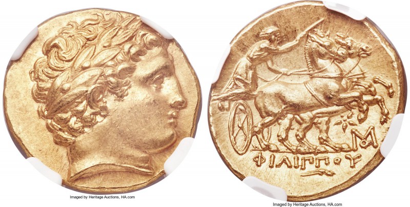 MACEDONIAN KINGDOM. Philip II (359-336 BC). AV stater (20mm, 8.57 gm, 7h). NGC M...