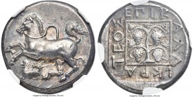 THRACE. Maroneia. Ca. 400-350 BC. AR stater (22mm, 11.36 gm, 5h). NGC Choice AU s 5/5 - 5/5, Fine Style. Callicrateos, magistrate. Bridled horse pranc...