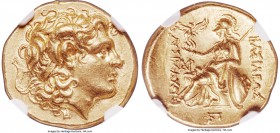 THRACIAN KINGDOM. Lysimachus (305-281 BC). AV stater (19mm, 8.55 gm, 12h). NGC MS S 5/5 - 4/5, Fine Style. Lifetime issue of uncertain mint, ca. 286/5...