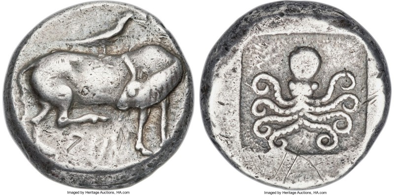 EUBOEA. Eretria. Ca. 500 BC. AR tetradrachm (25mm, 17.25 gm, 6h). NGC VF S 5/5 -...