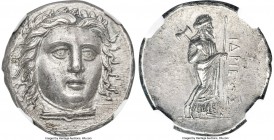 CARIAN SATRAPS. Hidrieus (351-344 BC). AR tetradrachm (24mm, 15.17 gm, 12h). NGC Choice AU s 5/5 - 5/5, Fine Style. Laureate head of Apollo facing sli...