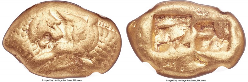 LYDIAN KINGDOM. Croesus (ca. 561-546 BC). AV stater (20mm, 10.73 gm). NGC VF 5/5...