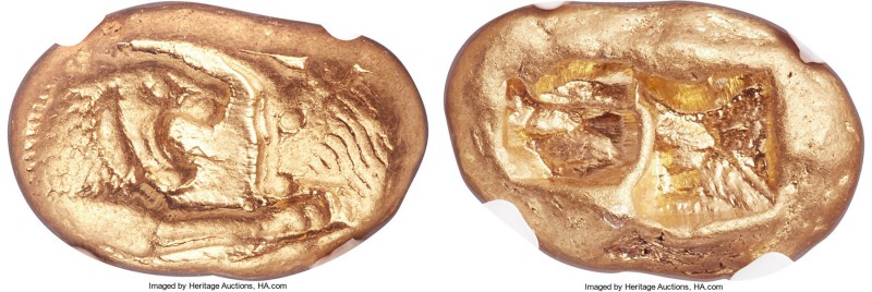 LYDIAN KINGDOM. Croesus (ca. 561-546 BC). AV stater (19mm, 10.76 gm). NGC Choice...