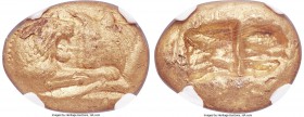 LYDIAN KINGDOM. Croesus (ca. 561-546 BC). AV stater (18mm, 10.76 gm). NGC Choice XF 5/5 - 2/5, scuffs. Sardes, "heavy" standard, ca. 561-550 BC. Confr...